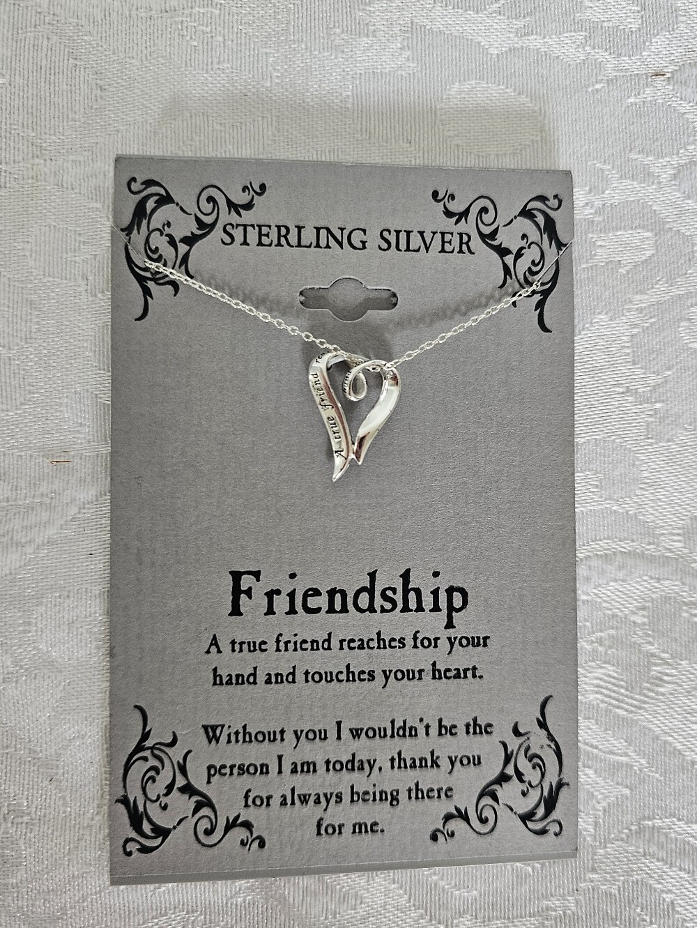 Sterling Silver Friendship Heart Necklace - Silver